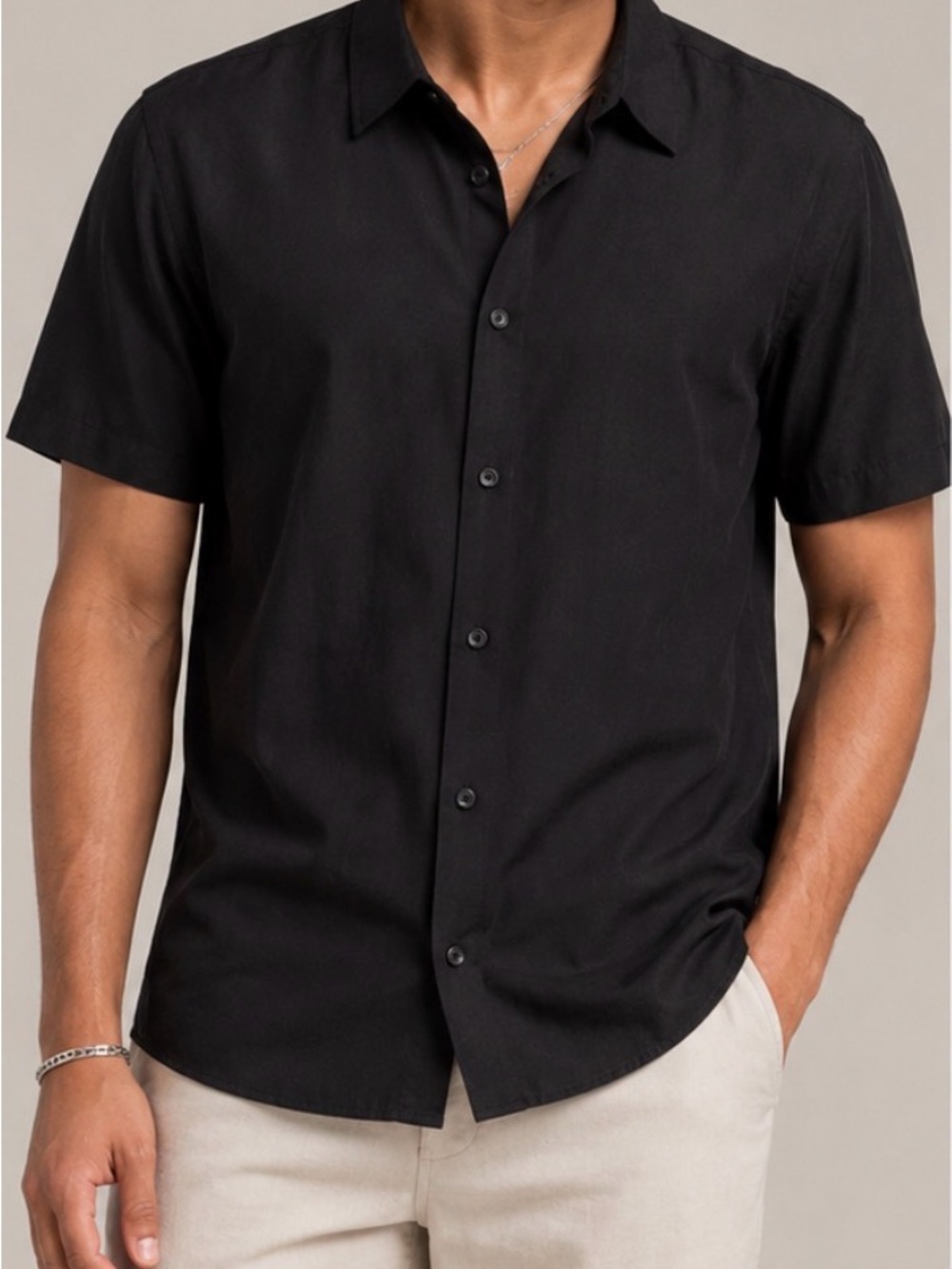 Fashion Nova Men's Black Short Sleeve Button-Down Shirt